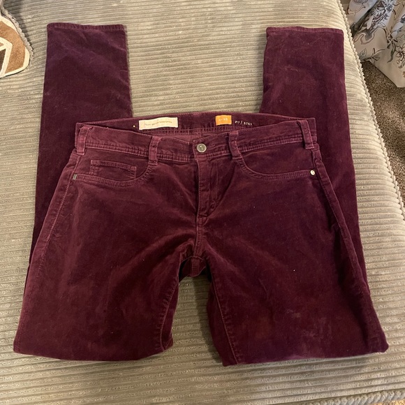 Pilcro Stet Skinny Velvet Burgundy Pants Sz 28 - Picture 2 of 6